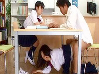 Japanese School Girl Fucking Her Classmate in Nippon Library